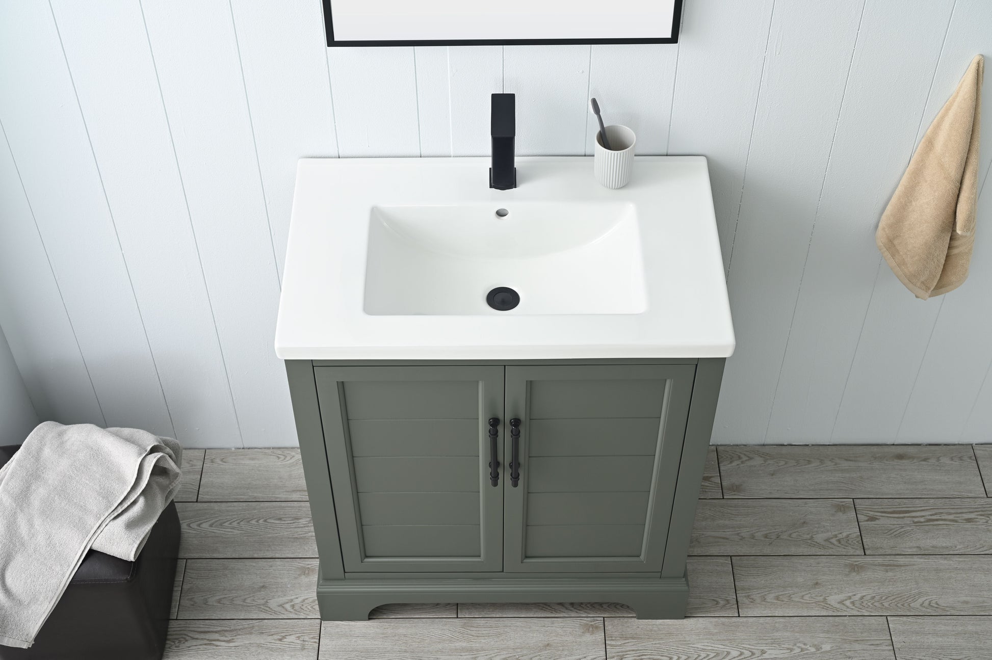 Vanity Art VA5030-VG 30 Inch Single Sink Bathroom Vanity in Vintage Green with Ceramic Sink and Countertop - Vanity Art VA5030-VG