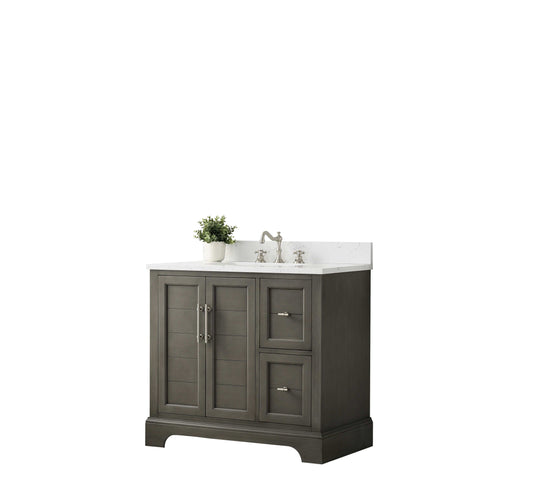 Vanity Art VA5036-SG 36 Inch Single Sink Bathroom Vanity in Gray with Marble Countertop & Backsplash - Vanity Art VA5036-SG