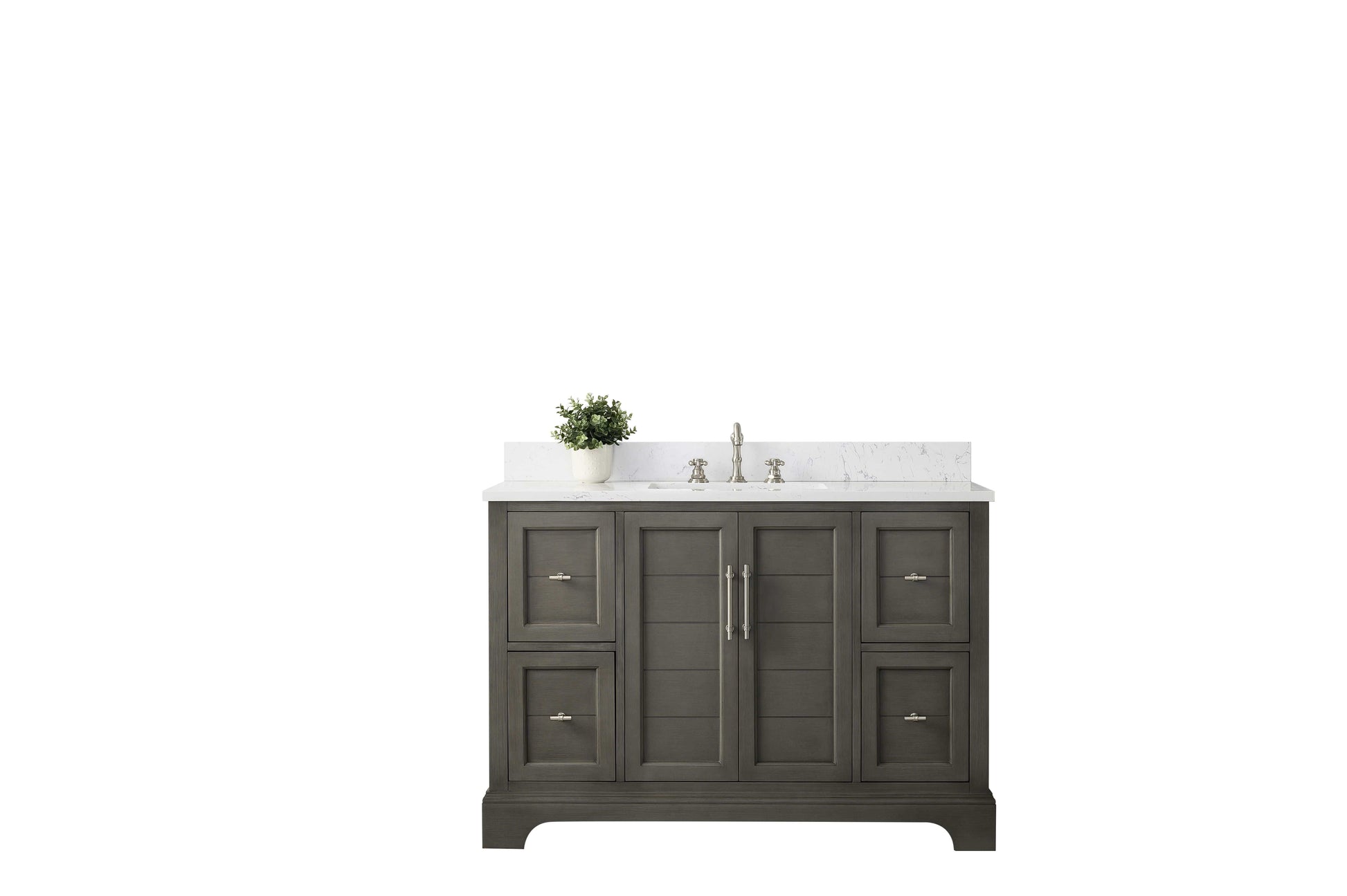 Vanity Art VA5048-SG 48 Inch Single Sink Bathroom Vanity in Gray with Marble Countertop & Backsplash - Vanity Art VA5048-SG