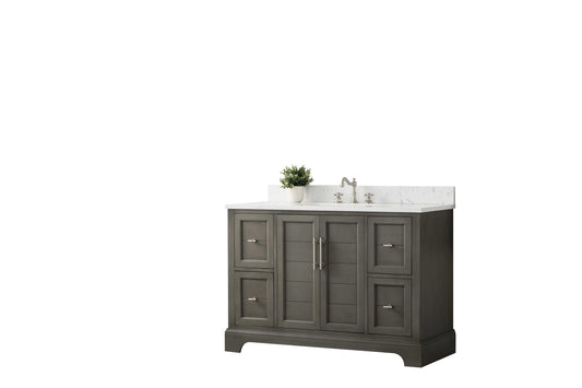 Vanity Art VA5048-SG 48 Inch Single Sink Bathroom Vanity in Gray with Marble Countertop & Backsplash - Vanity Art VA5048-SG