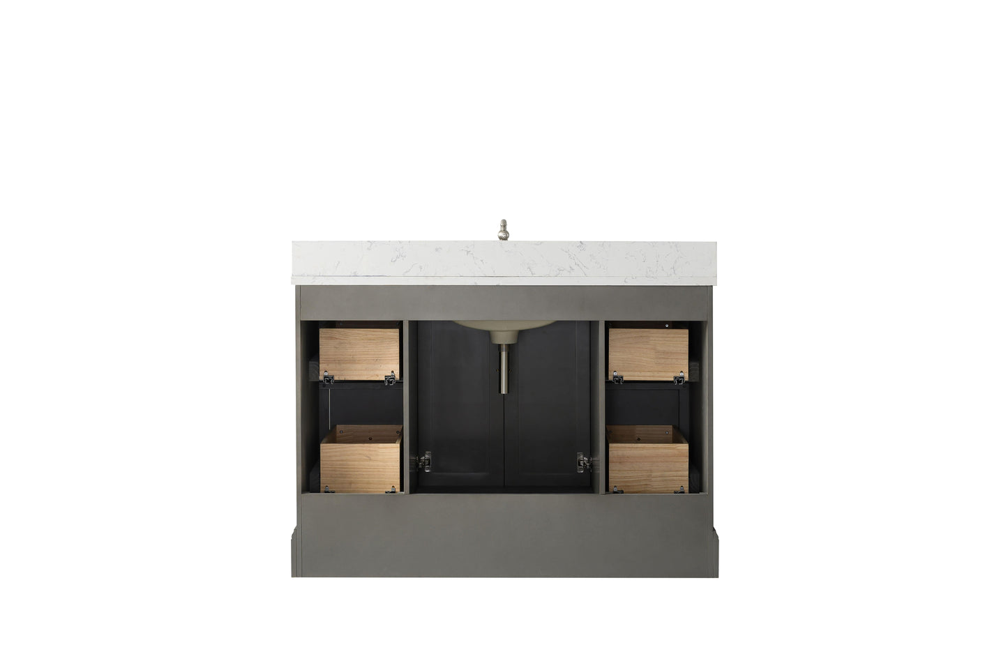 Vanity Art VA5048-SG 48 Inch Single Sink Bathroom Vanity in Gray with Marble Countertop & Backsplash - Vanity Art VA5048-SG