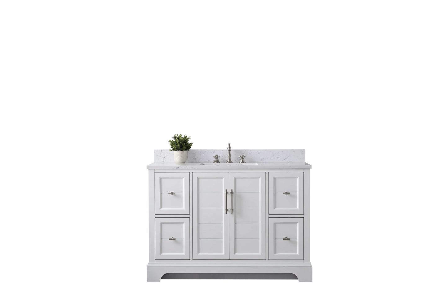 Vanity Art VA5048-W 48 Inch Single Sink Bathroom Vanity in White with Marble Countertop & Backsplash - Vanity Art VA5048-W