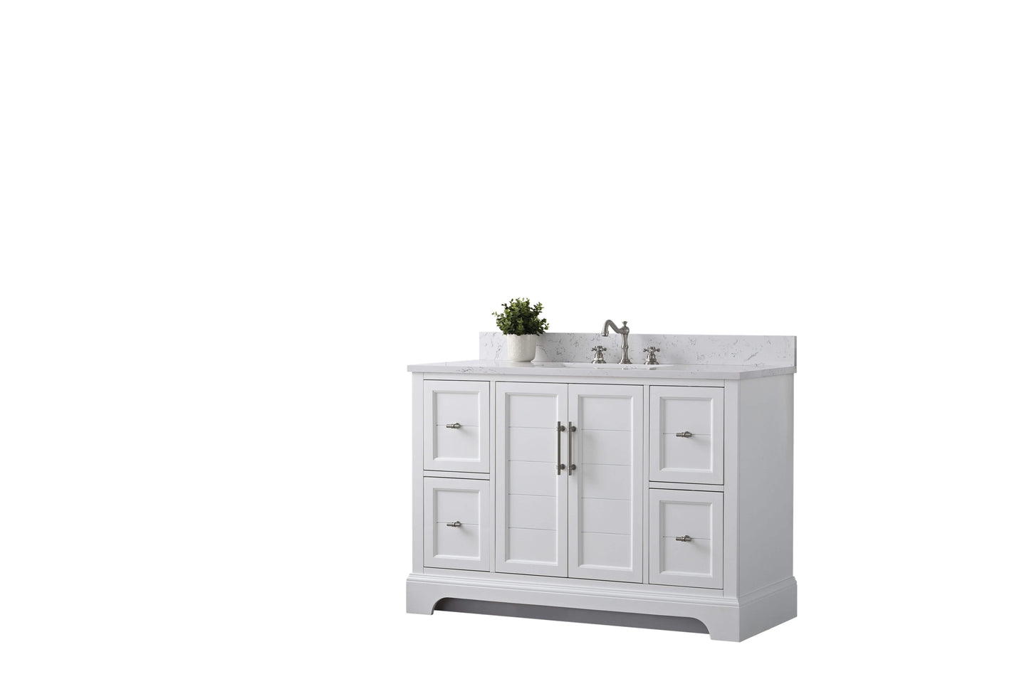 Vanity Art VA5048-W 48 Inch Single Sink Bathroom Vanity in White with Marble Countertop & Backsplash - Vanity Art VA5048-W