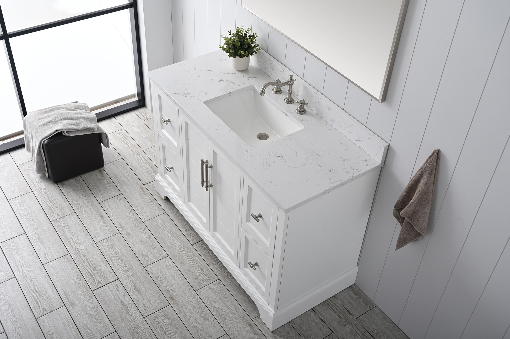 Vanity Art VA5048-W 48 Inch Single Sink Bathroom Vanity in White with Marble Countertop & Backsplash - Vanity Art VA5048-W