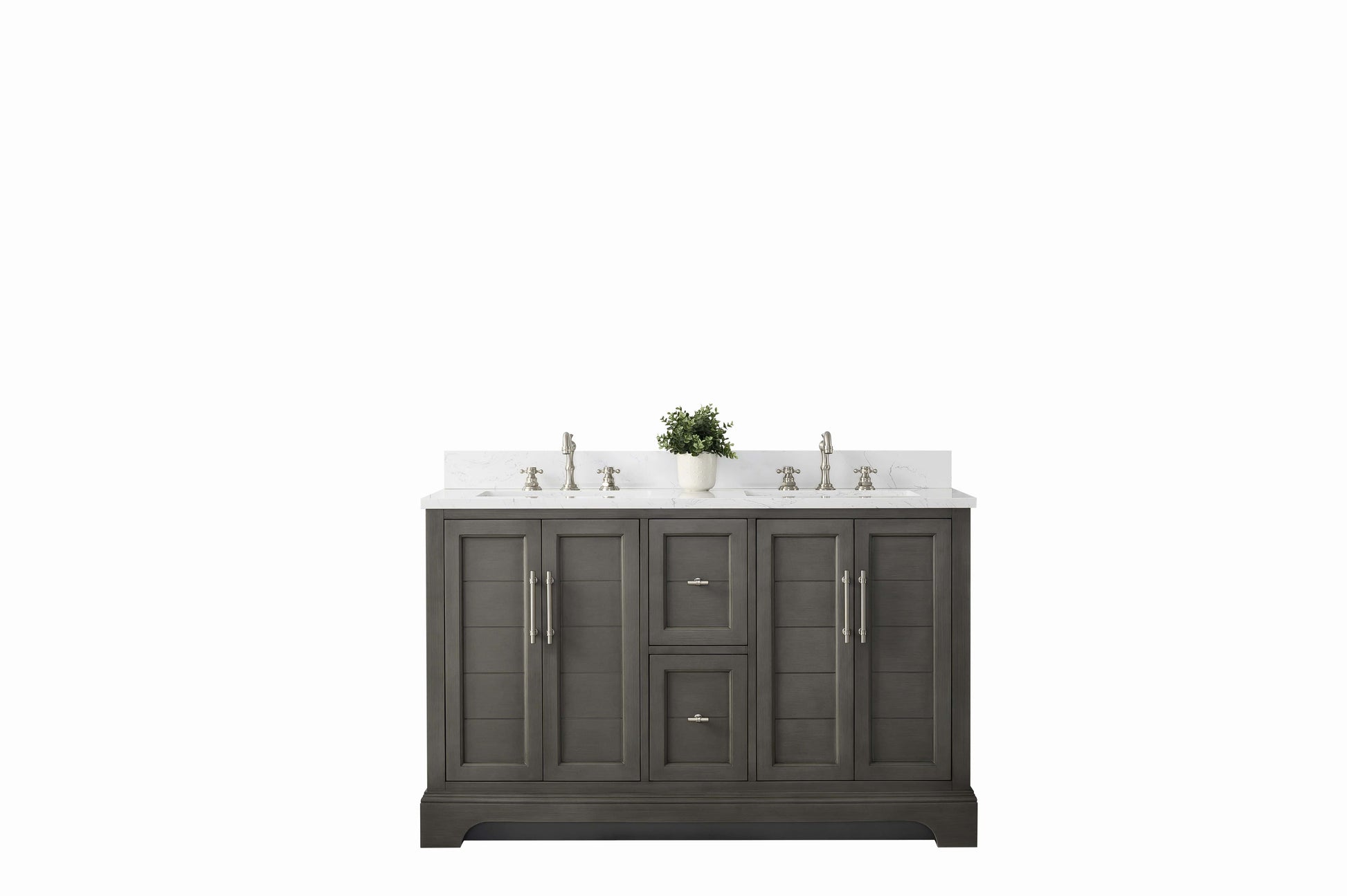 Vanity Art VA5054-SG 54 Inch Double Sink Bathroom Vanity in Gray with Marble Countertop & Backsplash - Vanity Art VA5054-SG