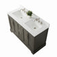 Vanity Art VA5054-SG 54 Inch Double Sink Bathroom Vanity in Gray with Marble Countertop & Backsplash - Vanity Art VA5054-SG