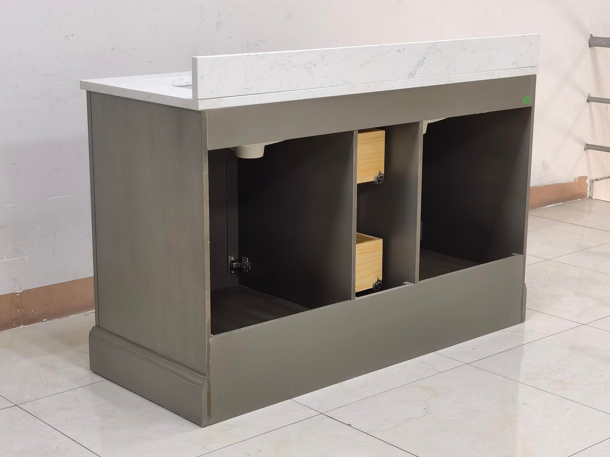 Vanity Art VA5054-SG 54 Inch Double Sink Bathroom Vanity in Gray with Marble Countertop & Backsplash - Vanity Art VA5054-SG