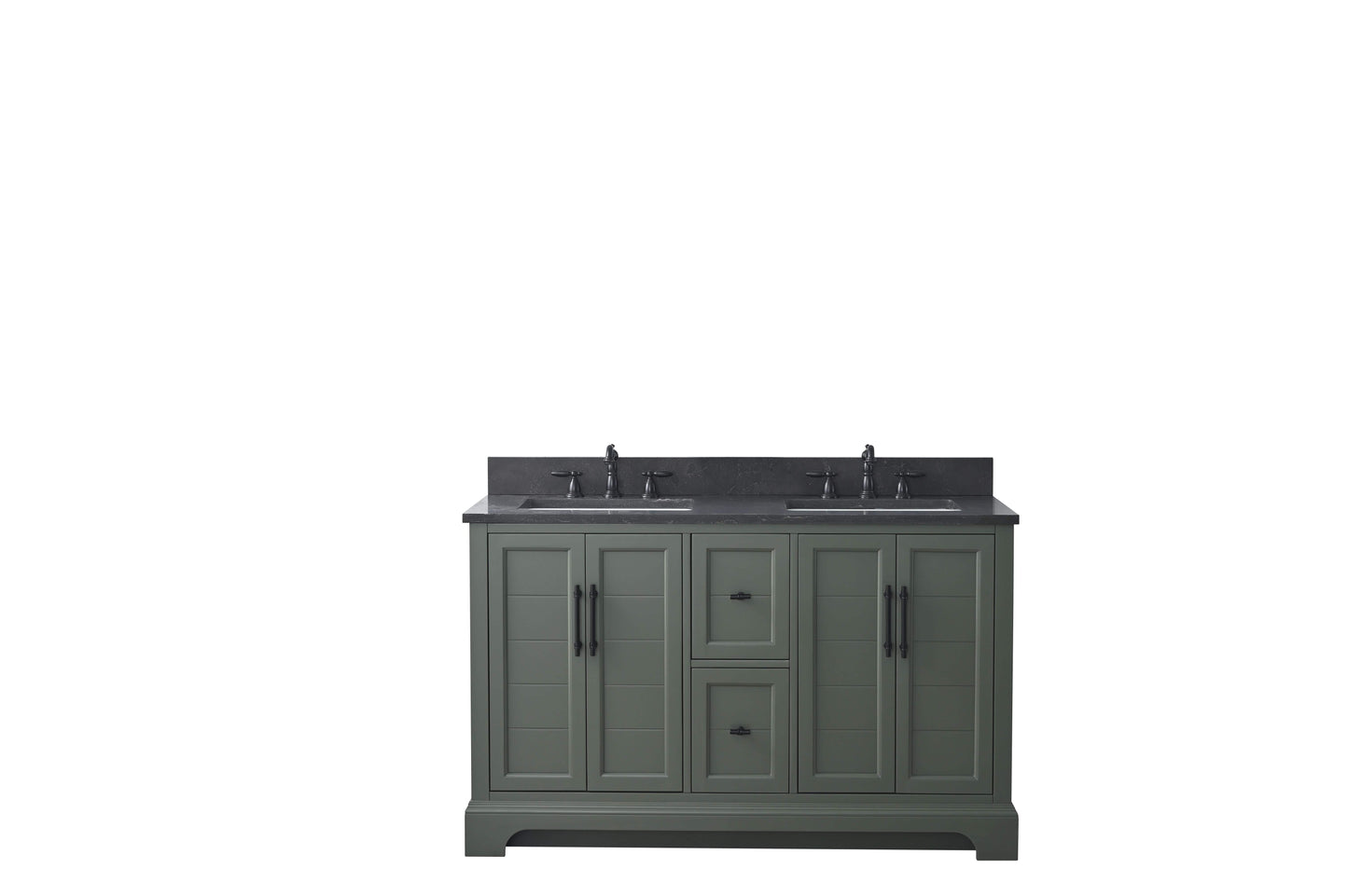 Vanity Art VA5054-VG 54 Inch Double Sink Bathroom Vanity in Vintage Green with Marble Countertop & Backsplash - Vanity Art VA5054-VG