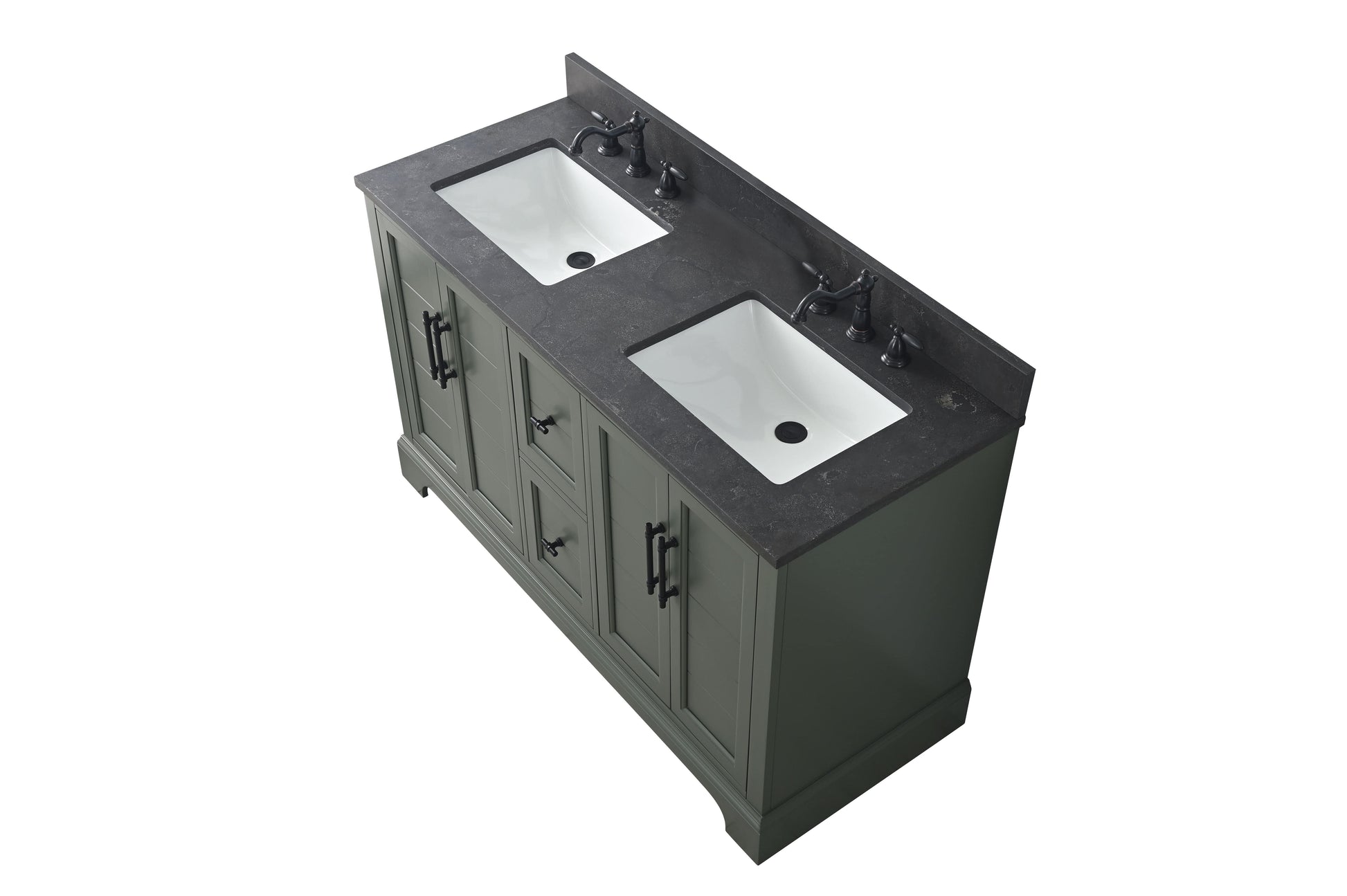 Vanity Art VA5054-VG 54 Inch Double Sink Bathroom Vanity in Vintage Green with Marble Countertop & Backsplash - Vanity Art VA5054-VG