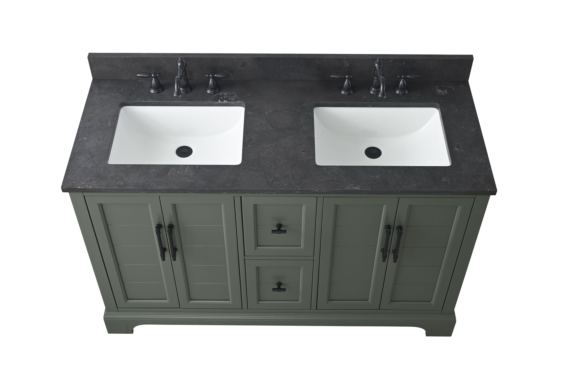 Vanity Art VA5054-VG 54 Inch Double Sink Bathroom Vanity in Vintage Green with Marble Countertop & Backsplash - Vanity Art VA5054-VG