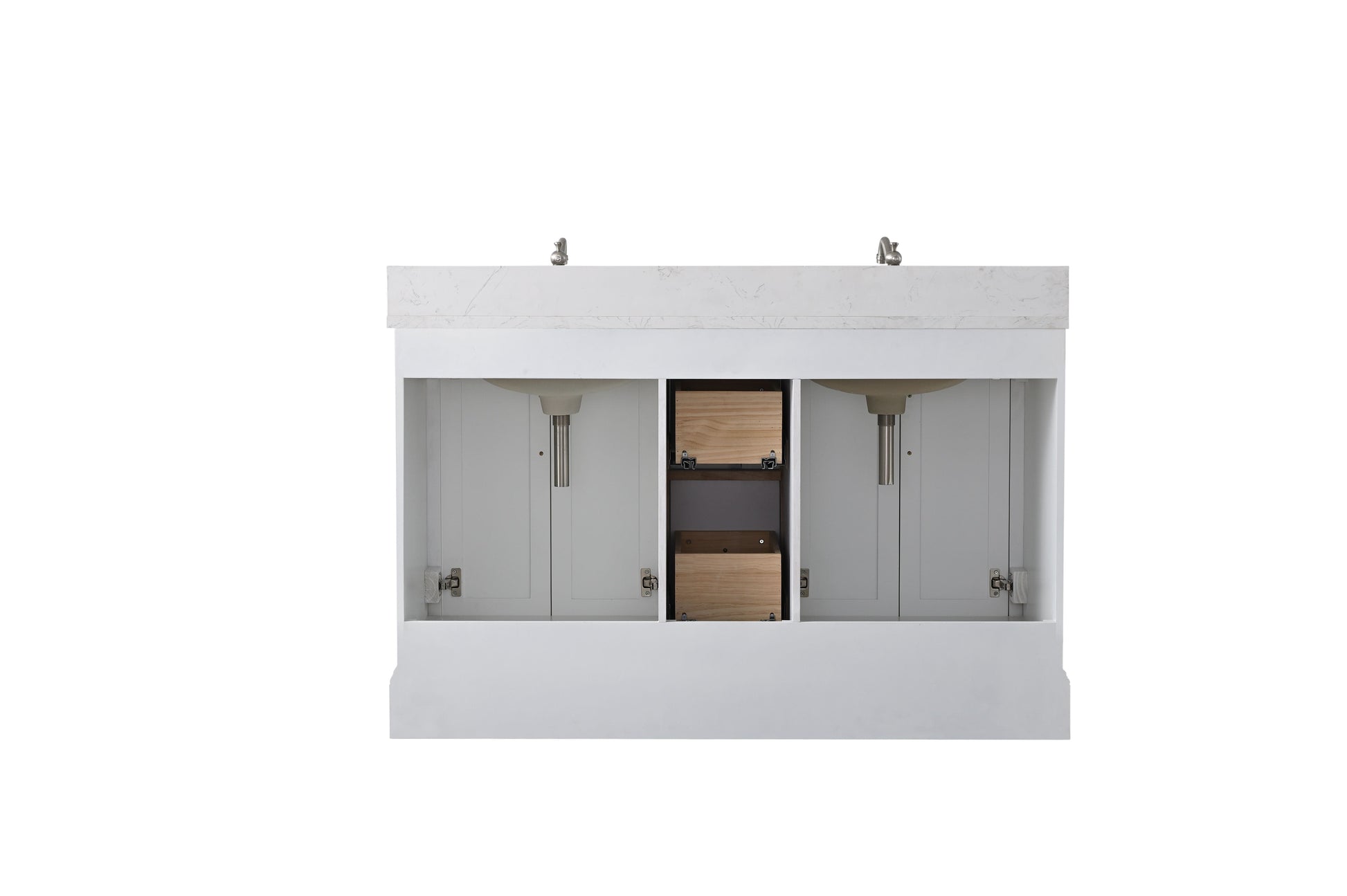 Vanity Art VA5054-W 54 Inch Double Sink Bathroom Vanity in White with Marble Countertop & Backsplash - Vanity Art VA5054-W