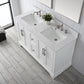 Vanity Art VA5054-W 54 Inch Double Sink Bathroom Vanity in White with Marble Countertop & Backsplash - Vanity Art VA5054-W