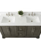 Vanity Art VA5060-DSG 60 Inch Double Sink Bathroom Vanity in Gray with Marble Countertop & Backsplash - Vanity Art VA5060-DSG