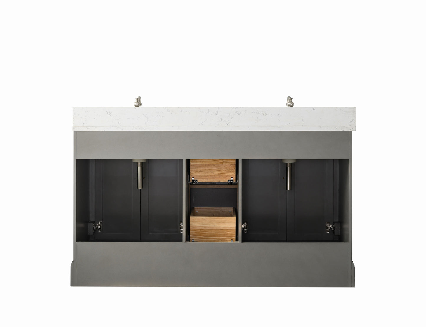 Vanity Art VA5060-DSG 60 Inch Double Sink Bathroom Vanity in Gray with Marble Countertop & Backsplash - Vanity Art VA5060-DSG