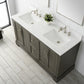 Vanity Art VA5060-DSG 60 Inch Double Sink Bathroom Vanity in Gray with Marble Countertop & Backsplash - Vanity Art VA5060-DSG