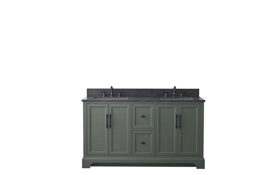 Vanity Art VA5060-DVG 60 Inch Double Sink Bathroom Vanity in Vintage Green with Marble Countertop & Backsplash - Vanity Art VA5060-DVG