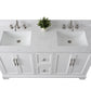 Vanity Art VA5060-DW 60 Inch Double Sink Bathroom Vanity in White with Marble Countertop & Backsplash - Vanity Art VA5060-DW