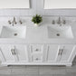 Vanity Art VA5060-DW 60 Inch Double Sink Bathroom Vanity in White with Marble Countertop & Backsplash - Vanity Art VA5060-DW