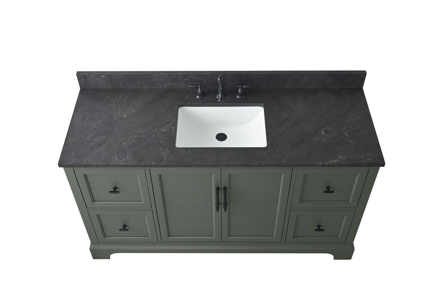 Vanity Art VA5060-SVG 60 Inch Single Sink Bathroom Vanity in Vintage Green with Marble Countertop & Backsplash - Vanity Art VA5060-SVG