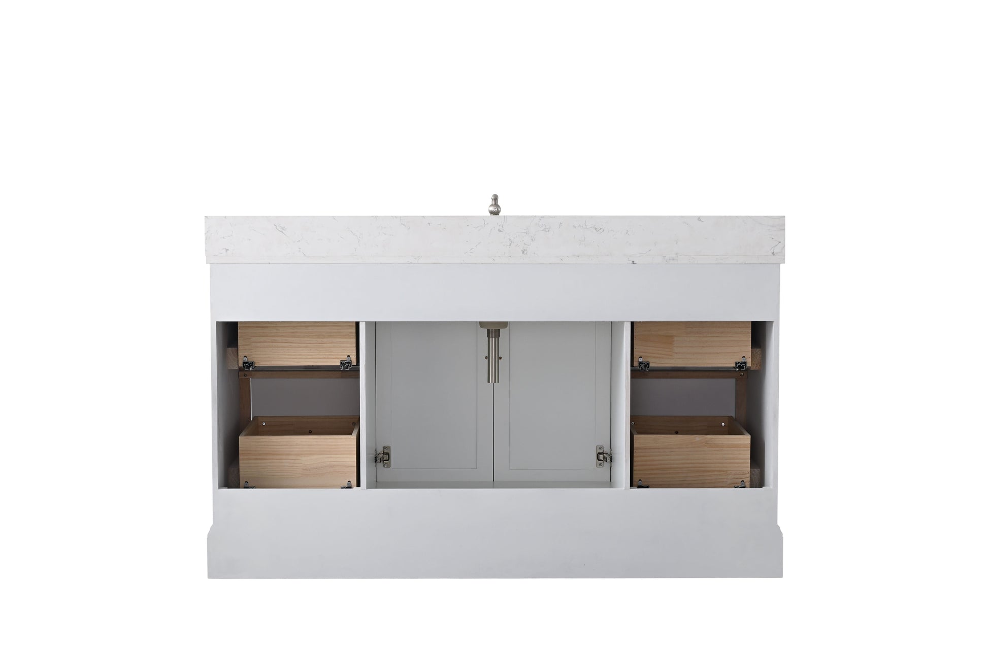 Vanity Art VA5060-SW 60 Inch Single Sink Bathroom Vanity in White with Marble Countertop & Backsplash - Vanity Art VA5060-SW