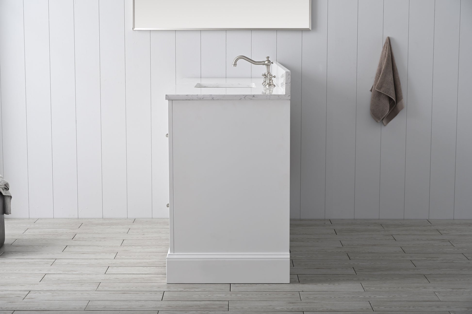 Vanity Art VA5060-SW 60 Inch Single Sink Bathroom Vanity in White with Marble Countertop & Backsplash - Vanity Art VA5060-SW