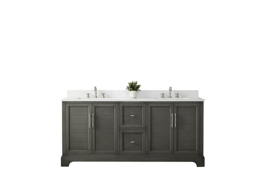 Vanity Art VA5072-DSG 72 Inch Double Sink Bathroom Vanity in Gray with Marble Countertop & Backsplash - Vanity Art VA5072-DSG