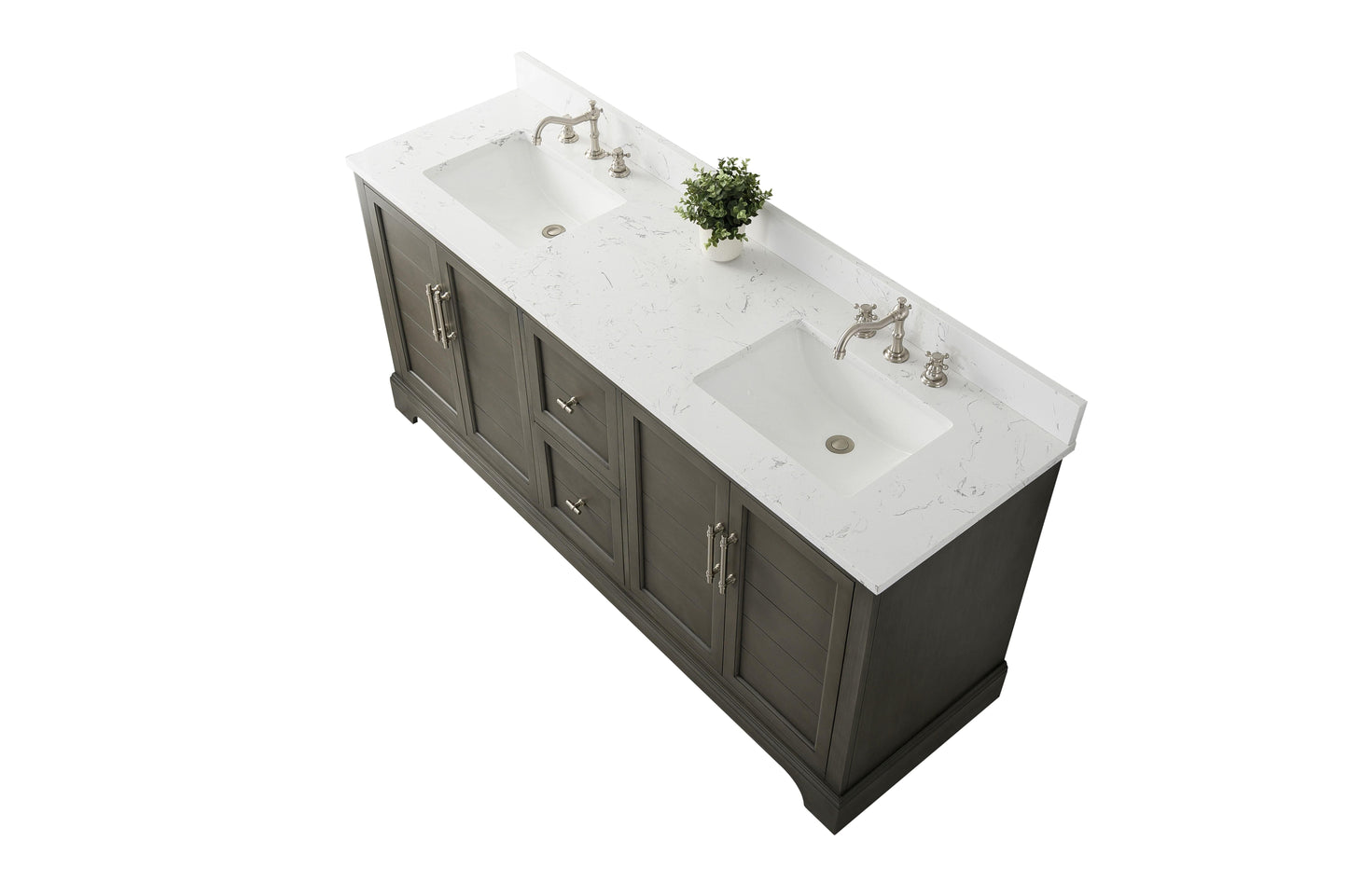 Vanity Art VA5072-DSG 72 Inch Double Sink Bathroom Vanity in Gray with Marble Countertop & Backsplash - Vanity Art VA5072-DSG