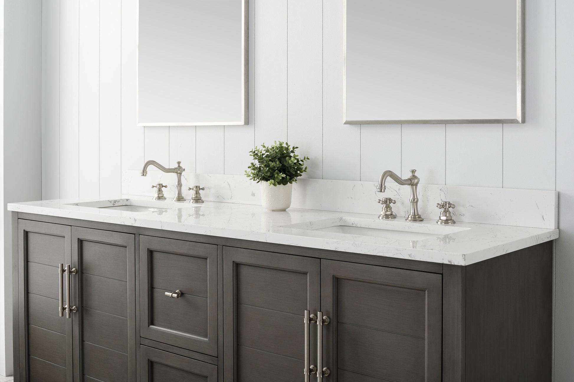 Vanity Art VA5072-DSG 72 Inch Double Sink Bathroom Vanity in Gray with Marble Countertop & Backsplash - Vanity Art VA5072-DSG