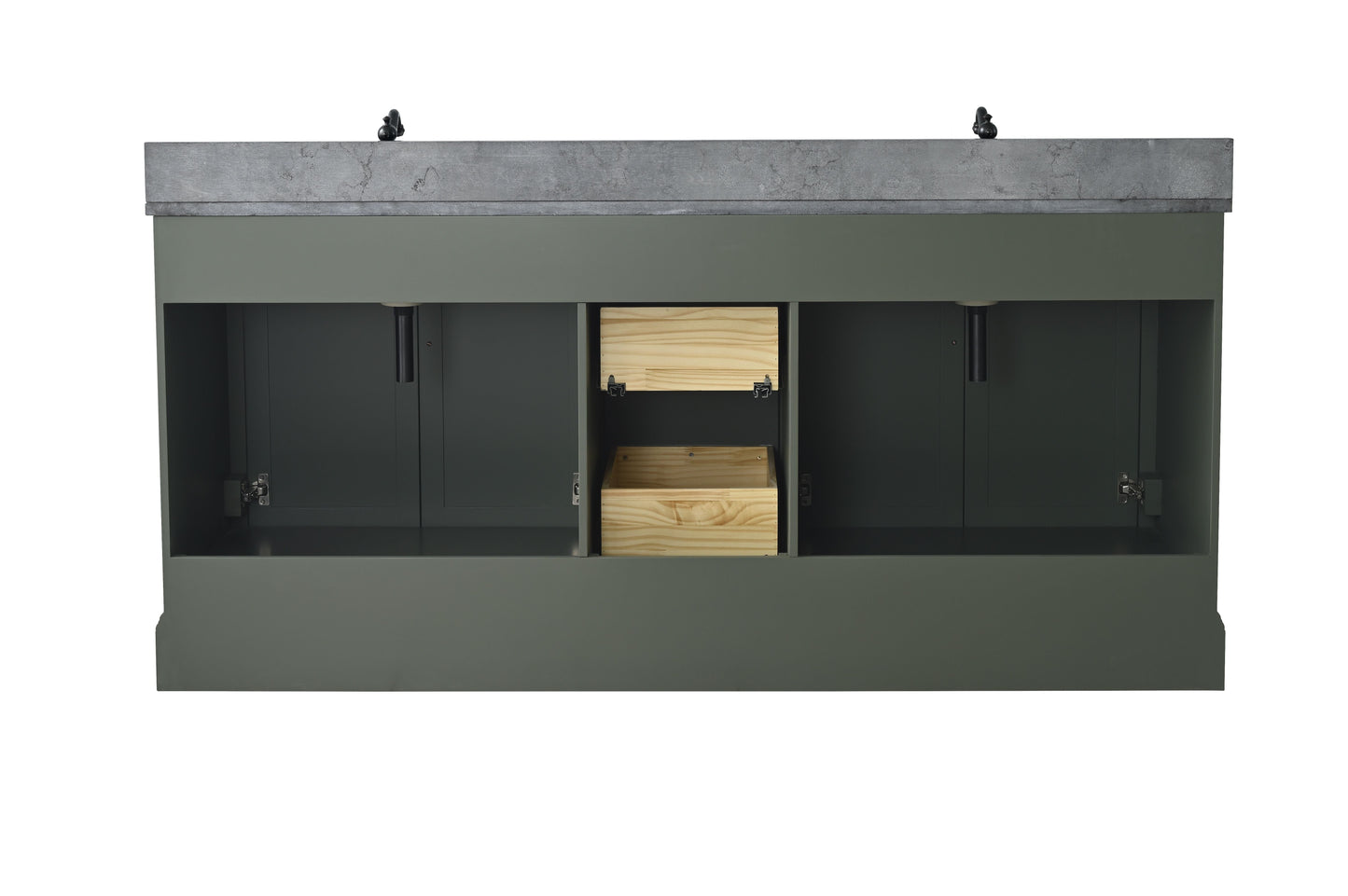 Vanity Art VA5072-DVG 72 Inch Double Sink Bathroom Vanity in Vintage Green with Marble Countertop & Backsplash - Vanity Art VA5072-DVG