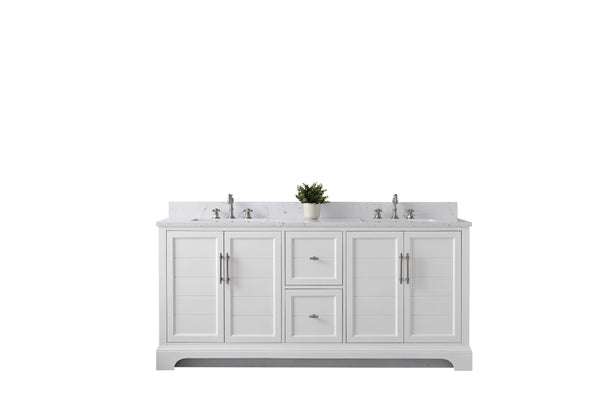 Vanity Art VA5072-DW 72 Inch Double Sink Bathroom Vanity in White with Marble Countertop & Backsplash - Vanity Art VA5072-DW