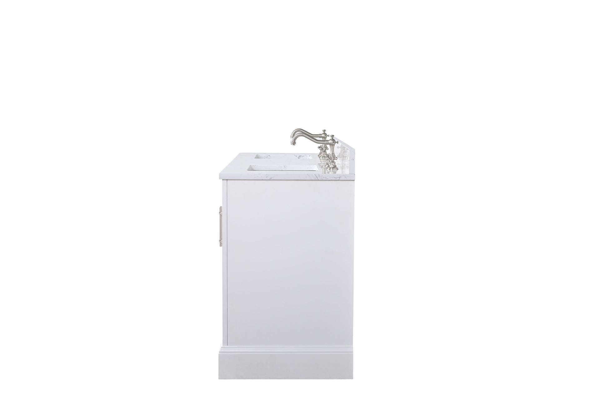 Vanity Art VA5072-DW 72 Inch Double Sink Bathroom Vanity in White with Marble Countertop & Backsplash - Vanity Art VA5072-DW