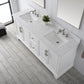 Vanity Art VA5072-DW 72 Inch Double Sink Bathroom Vanity in White with Marble Countertop & Backsplash - Vanity Art VA5072-DW