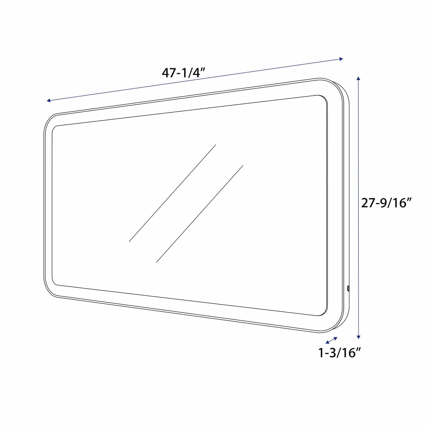 Vanity Art VA59R Rectangular 47.5 Inch x 27.5 Inch LED Mirror with Touch Sensor - Vanity Art VA59R