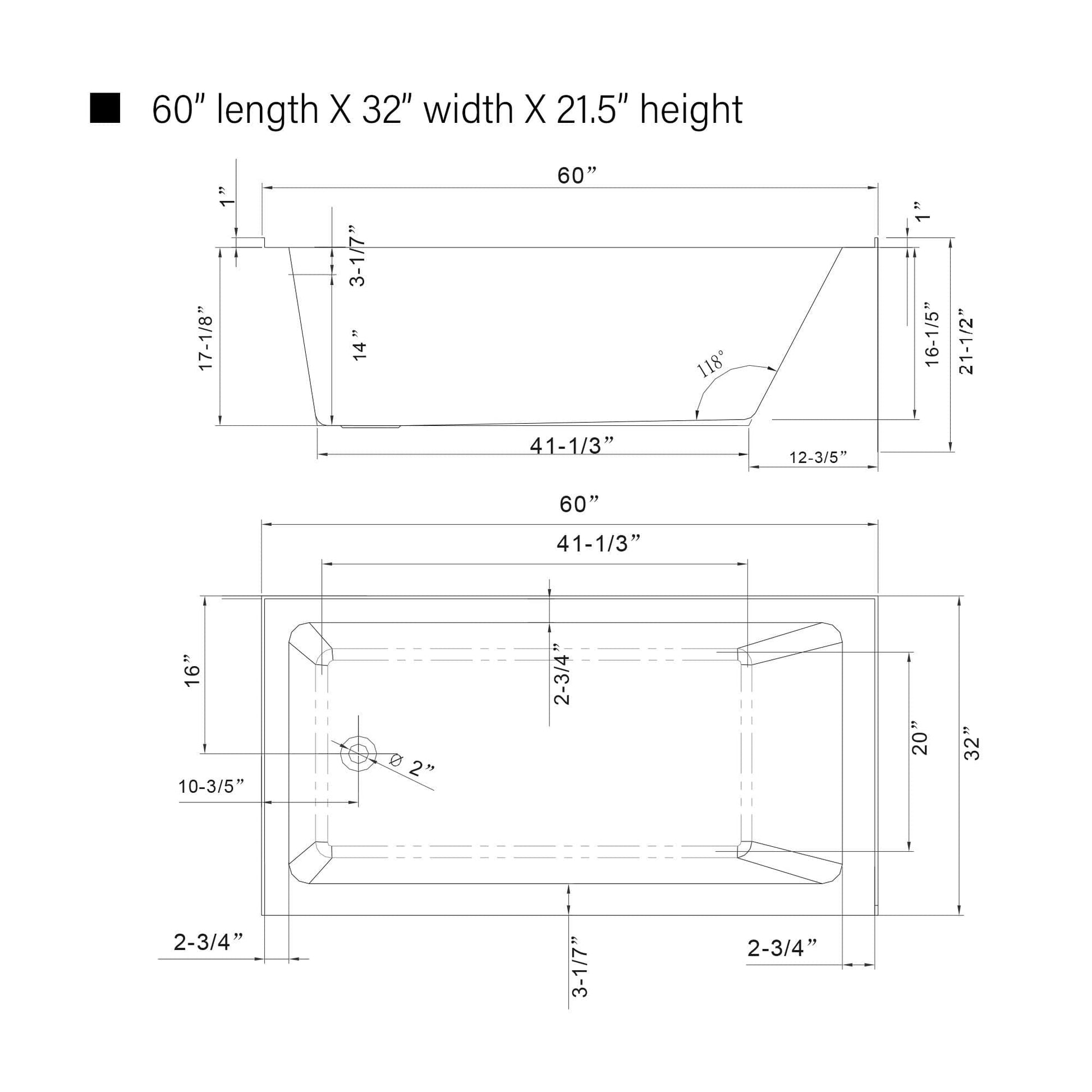 Vanity Art VA6301-L-LEFT-MB 60 Inch Acrylic Alcove Skirt Soaking Bathtub with Left Drain in Matte Black Finish - Vanity Art VA6301-L-LEFT-MB