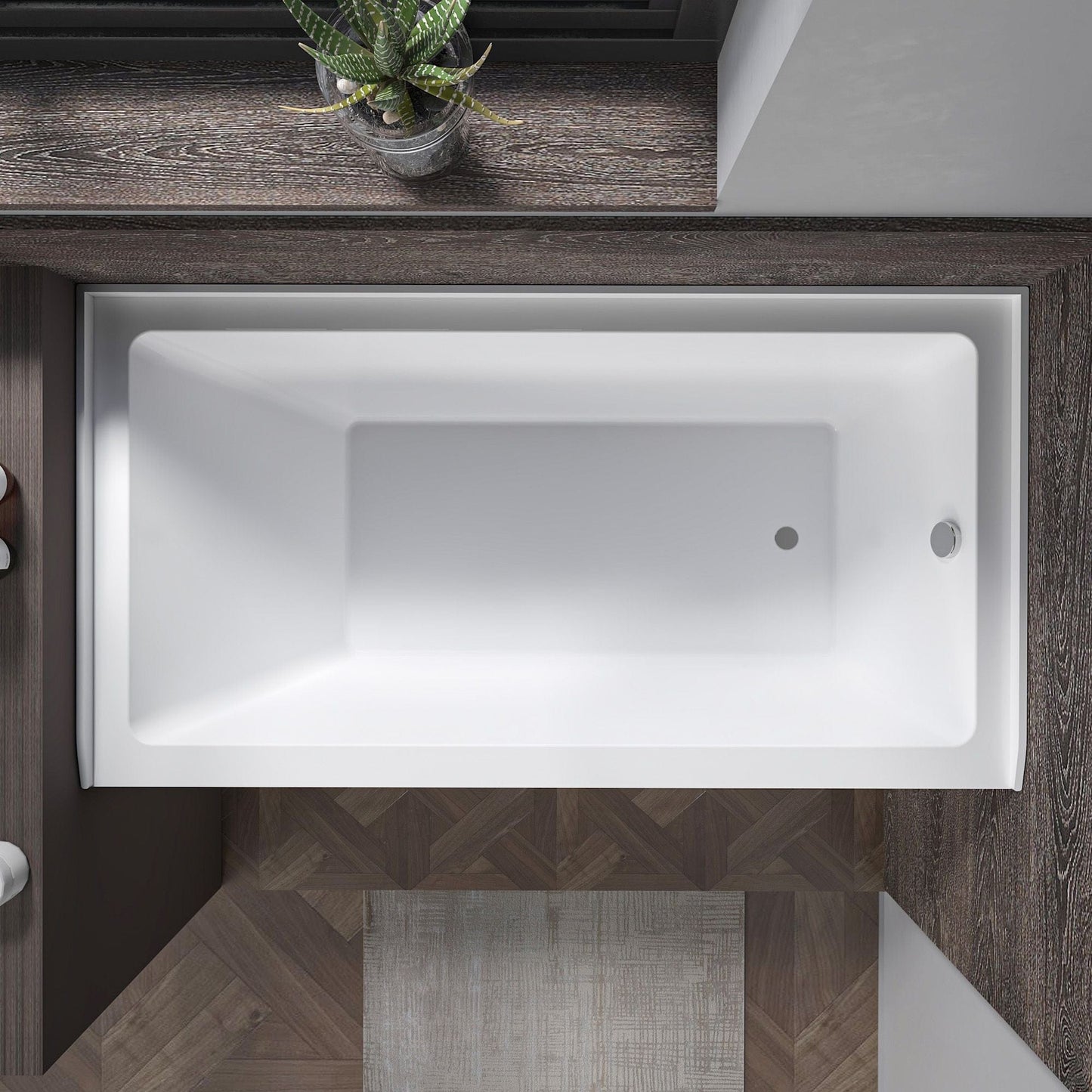 Vanity Art VA6301-L-RIGHT-PC 60 Inch Acrylic Alcove Skirt Soaking Bathtub with Right Drain in Polished Chrome Finish - Vanity Art VA6301-L-RIGHT-PC