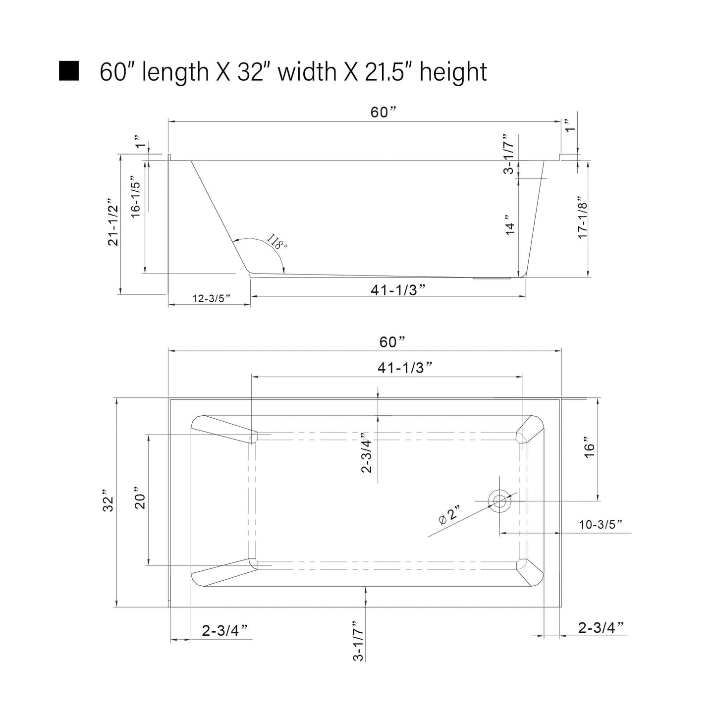 Vanity Art VA6301-L-RIGHT-PW 60 Inch Acrylic Alcove Skirt Soaking Bathtub with Right Drain in Pure White Finish - Vanity Art VA6301-L-RIGHT-PW