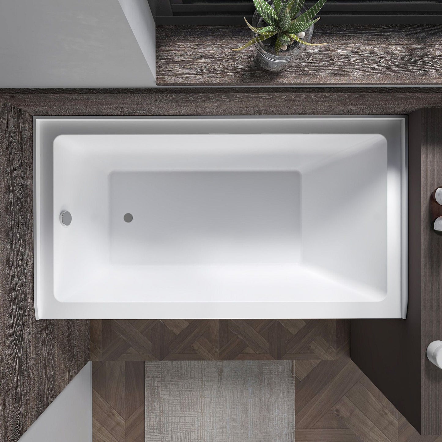 Vanity Art VA6301-M-LEFT-PC 54 Inch Acrylic Alcove Skirt Soaking Bathtub with Left Drain in Polished Chrome Finish - Vanity Art VA6301-M-LEFT-PC