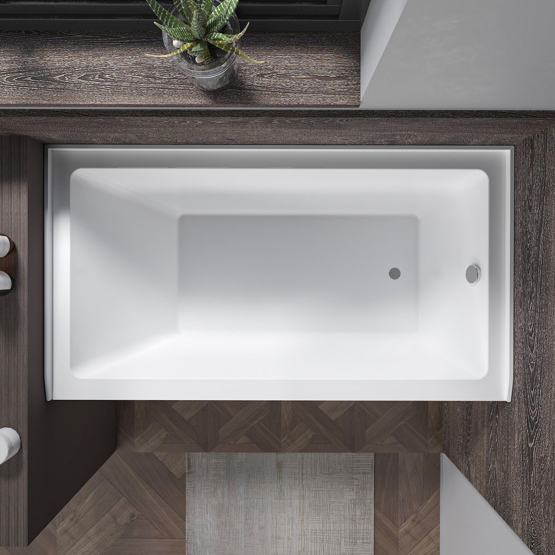 Vanity Art VA6301-M-RIGHT-PC 54 Inch Acrylic Alcove Skirt Soaking Bathtub with Right Drain in Polished Chrome Finish - Vanity Art VA6301-M-RIGHT-PC