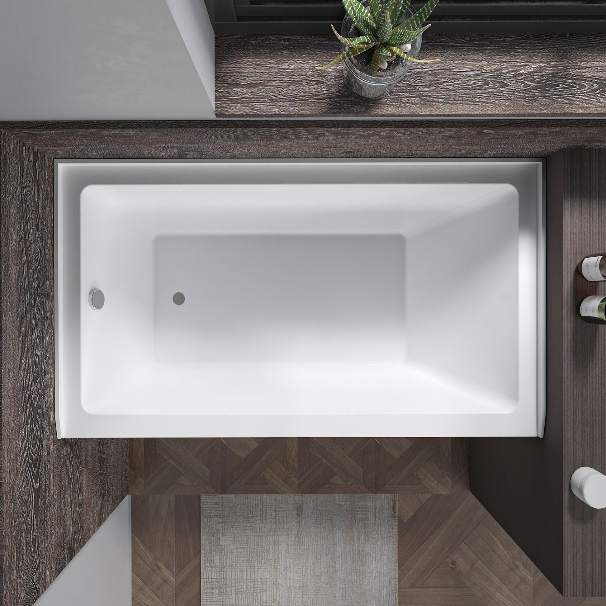 Vanity Art VA6301-S-LEFT-PC 48 Inch Acrylic Alcove Skirt Soaking Bathtub with Left Drain in Polished Chrome Finish - Vanity Art VA6301-S-LEFT-PC