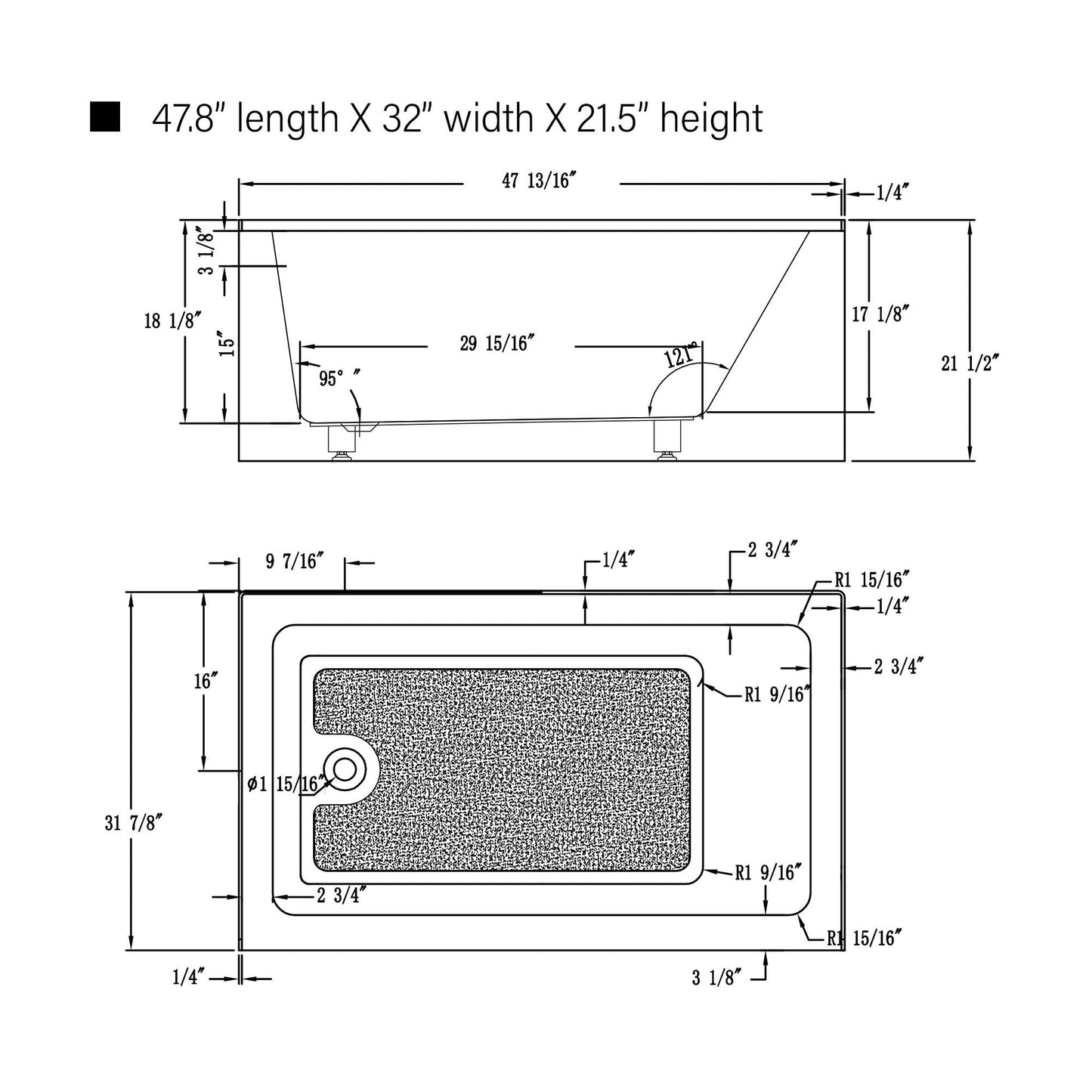 Vanity Art VA6301-S-LEFT-PW 48 Inch Acrylic Alcove Skirt Soaking Bathtub with Left Drain in Pure White Finish - Vanity Art VA6301-S-LEFT-PW