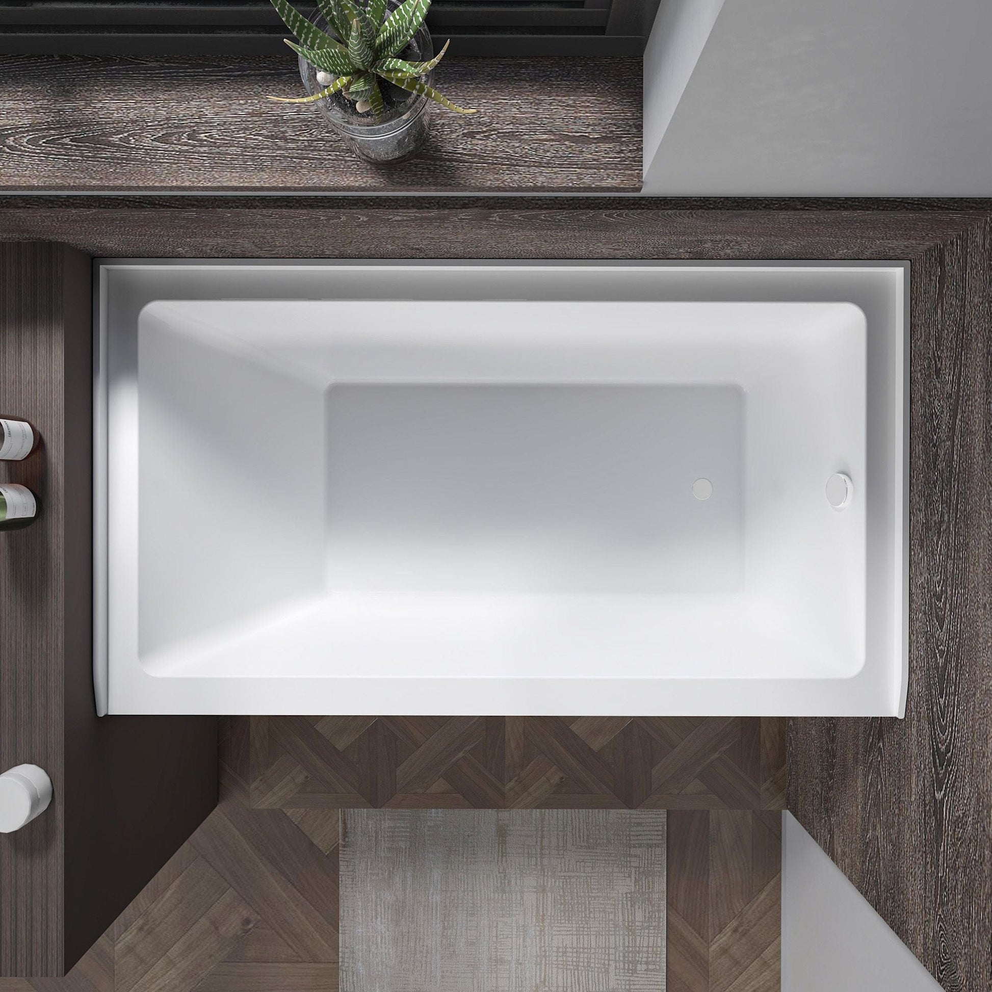 Vanity Art VA6301-S-RIGHT-PW 48 Inch Acrylic Alcove Skirt Soaking Bathtub with Right Drain in Pure White Finish - Vanity Art VA6301-S-RIGHT-PW