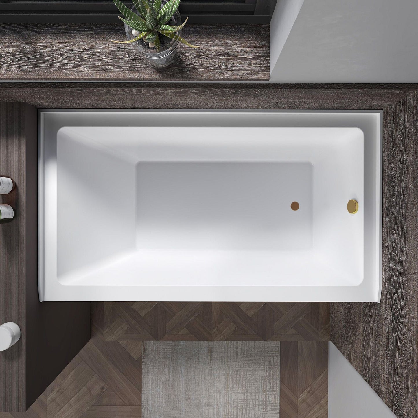 Vanity Art VA6301-S-RIGHT-TG 48 Inch Acrylic Alcove Skirt Soaking Bathtub with Right Drain in Titanium Gold Finish - Vanity Art VA6301-S-RIGHT-TG