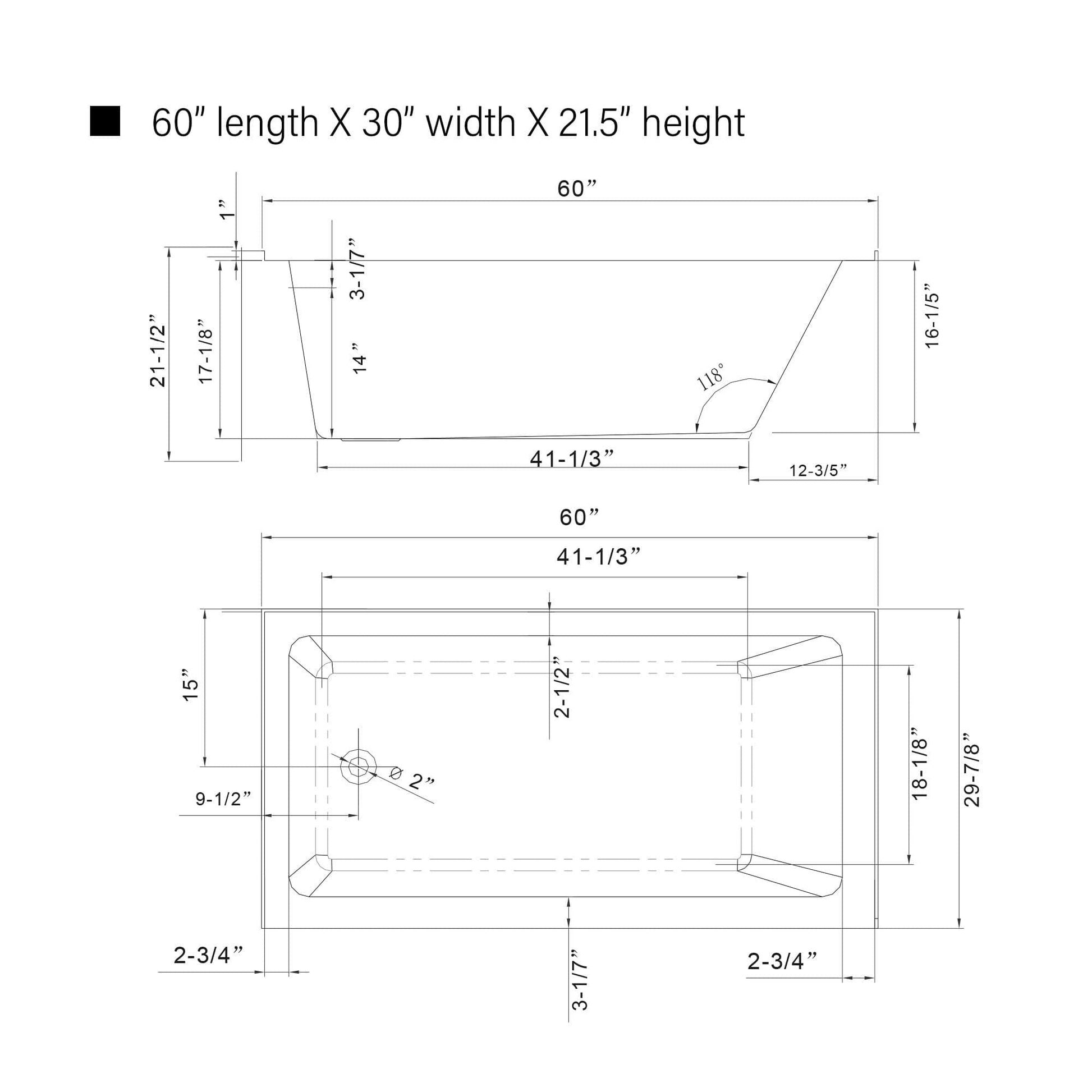 Vanity Art VA6302-L-LEFT-MB 60 Inch Acrylic Alcove Skirt Soaking Bathtub with Left Drain in Matte Black Finish - Vanity Art VA6302-L-LEFT-MB