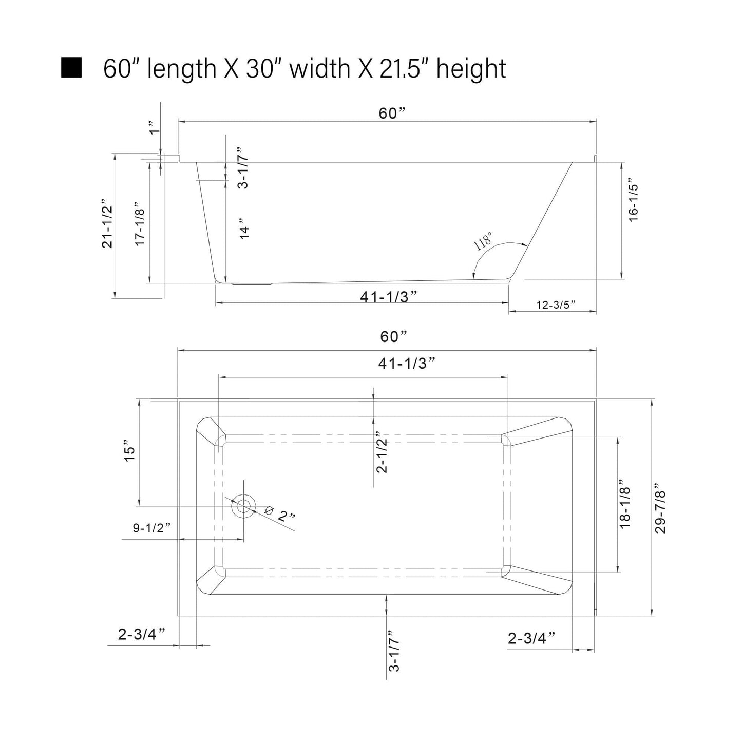 Vanity Art VA6302-L-LEFT-PC 60 Inch Acrylic Alcove Skirt Soaking Bathtub with Left Drain in Polished Chrome Finish - Vanity Art VA6302-L-LEFT-PC