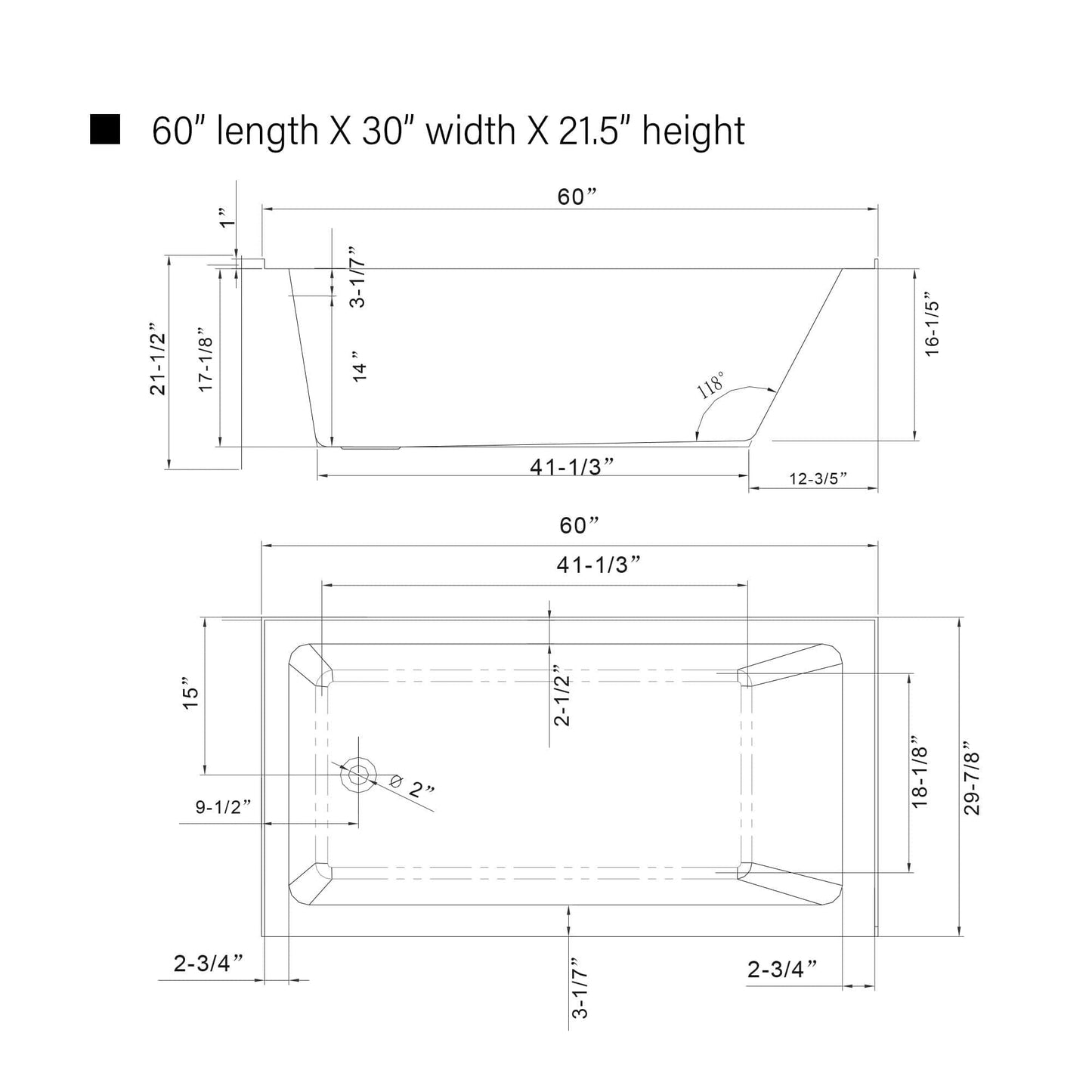 Vanity Art VA6302-L-LEFT-TG 60 Inch Acrylic Alcove Skirt Soaking Bathtub with Left Drain in Titanium Gold Finish - Vanity Art VA6302-L-LEFT-TG