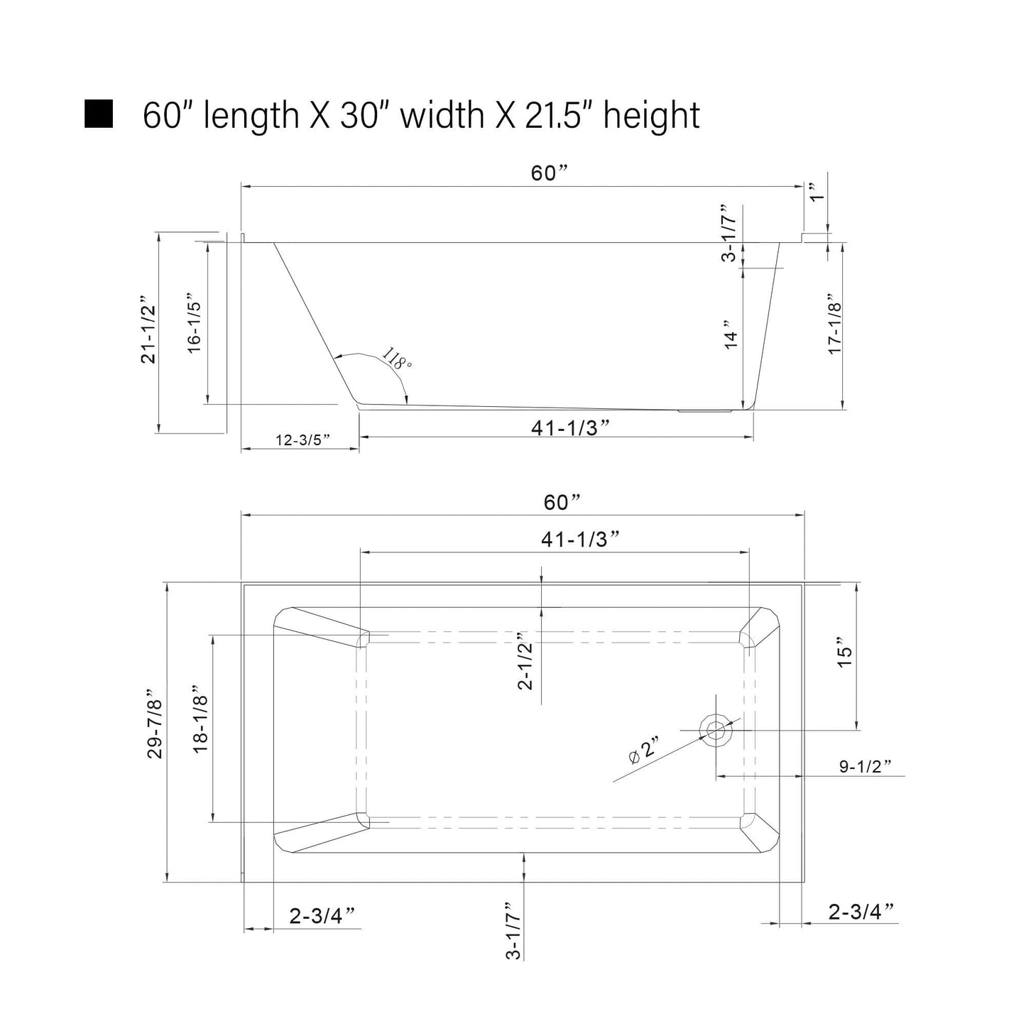 Vanity Art VA6302-L-RIGHT-PC 60 Inch Acrylic Alcove Skirt Soaking Bathtub with Right Drain in Polished Chrome Finish - Vanity Art VA6302-L-RIGHT-PC