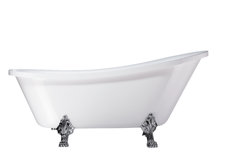 Vanity Art VA6310-L 69 Inch Freestanding Clawfoot White Acrylic Bathtub with Polished Chrome Finish - Vanity Art VA6310-L