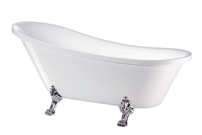 Vanity Art VA6310-L 69 Inch Freestanding Clawfoot White Acrylic Bathtub with Polished Chrome Finish - Vanity Art VA6310-L