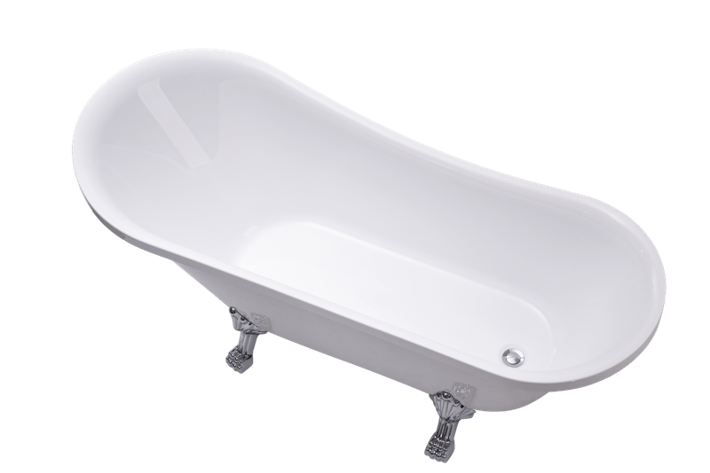 Vanity Art VA6310-L 69 Inch Freestanding Clawfoot White Acrylic Bathtub with Polished Chrome Finish - Vanity Art VA6310-L