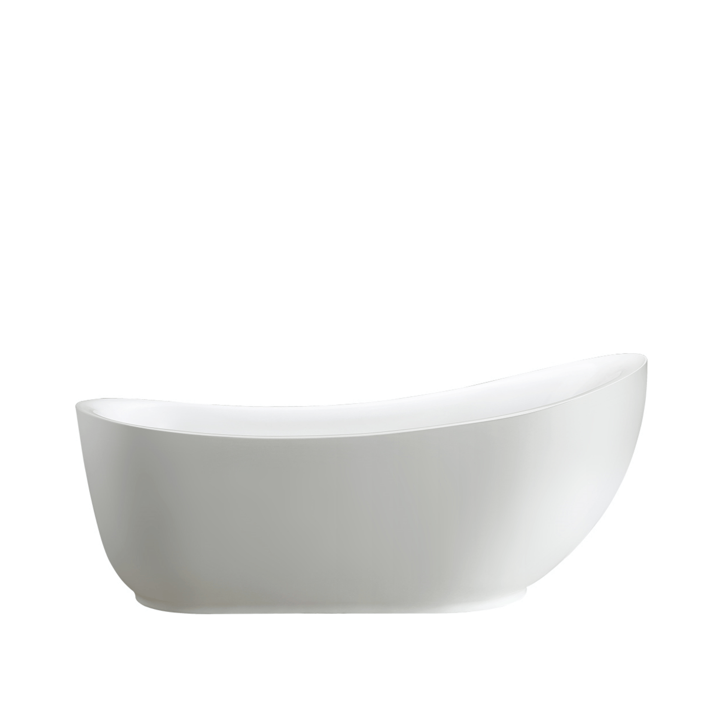 Vanity Art VA6512-L 71 Inch Freestanding White Acrylic Bathtub with Polished Chrome Finish - Vanity Art VA6512-L